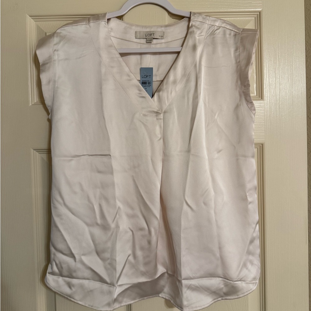 LOFT Women's Elegant White V-Neck Blouse